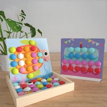 

Kids 3D Puzzles Toy Colorful Buttons Assembling Mushrooms Nails Kit Baby Creative Mosaic Picture Puzzles Board Educational Toys