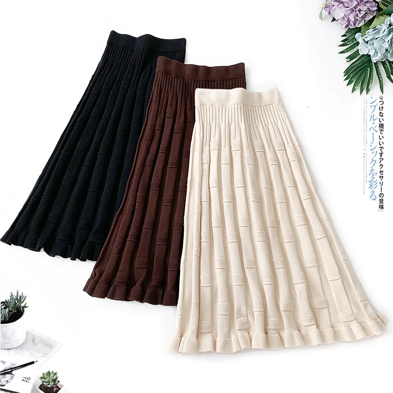 Женская трикотажная юбка трапециевидной формы осенне-зимняя цветная нашивка с высокой талией Женская длинная юбка Женская Длинная Юбка-миди