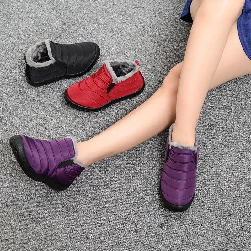 Зимние ботинки; женские зимние ботинки; Теплые ботильоны для женщин; зимняя обувь на меху с плюшевой стелькой; женские ботинки размера плюс