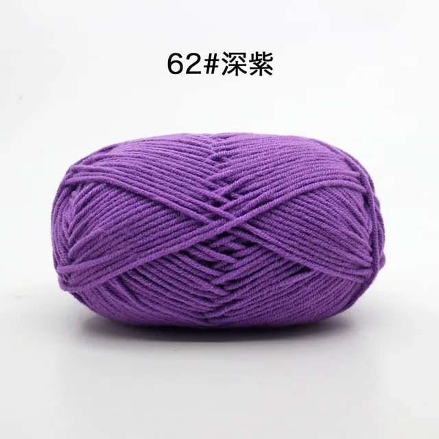Hot Sale Multi Color Cotton Silk Knitting Yarn Soft Warm Baby Yarn for Hand Knitting thread Supplies 50g/lot No.62 Dark Purple