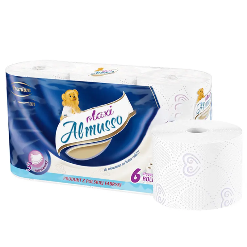 

Oversized 35m Three-layer Printed Thick Pure Wood Pulp Roll Paper 6 Rolls / Lift soft and comfortable