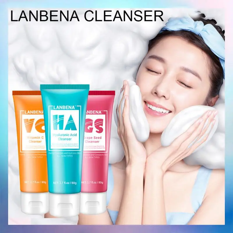 

LANBENA Hyaluronic Acid Facial Cleanser Face Wash Foam Face Cleansing Face Scrub Moisturizing Oil Control Shrink Pore TSLM2