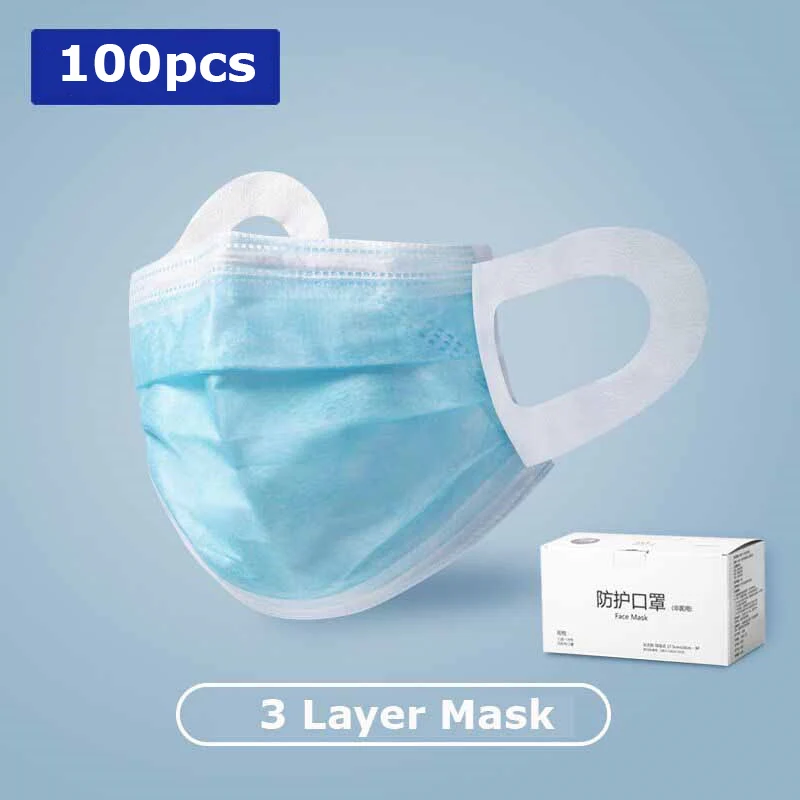 

Fysupotsu disposable face mask 100pcs Unisex mouth face mask Anti dust Masque FFP2 Nonwoven 3 Layer Anti Pollution Mascarillas