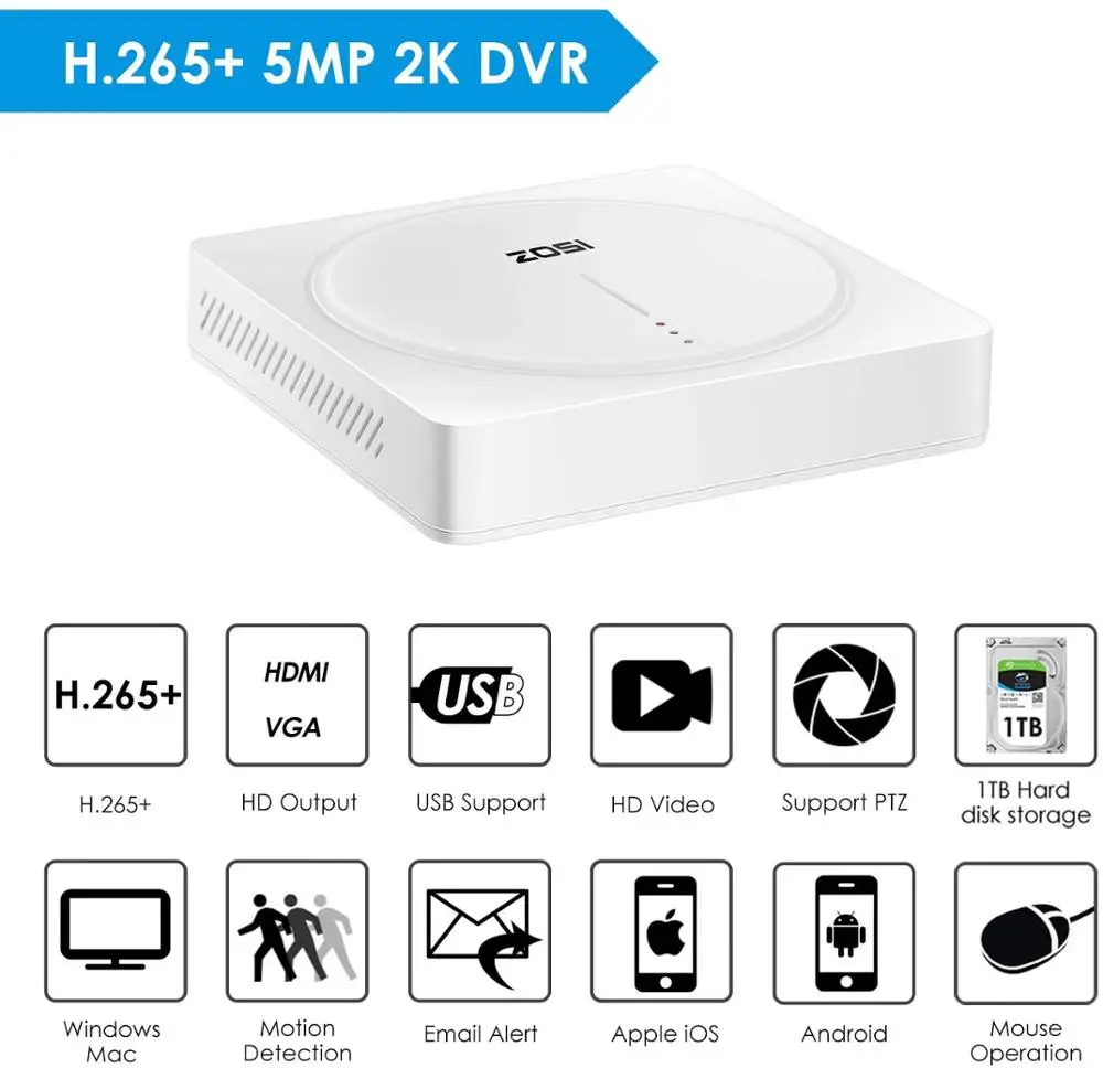 Камера видеонаблюдения ZOSI 4 канальная HD камера 5 Мп в 1 AHD CVBS CVI TVI с функцией ночного