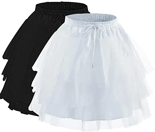 

Flower Girls Hoopless Petticoat Slip with 3 Layers Elastic Kids Crinoline Underskirt