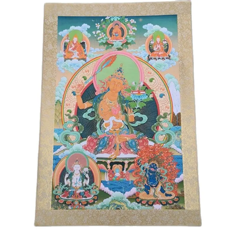 China Old Tibet Paper Thangka Like Hanging Painting Fengshui Lata Buddha Portrai | Дом и сад