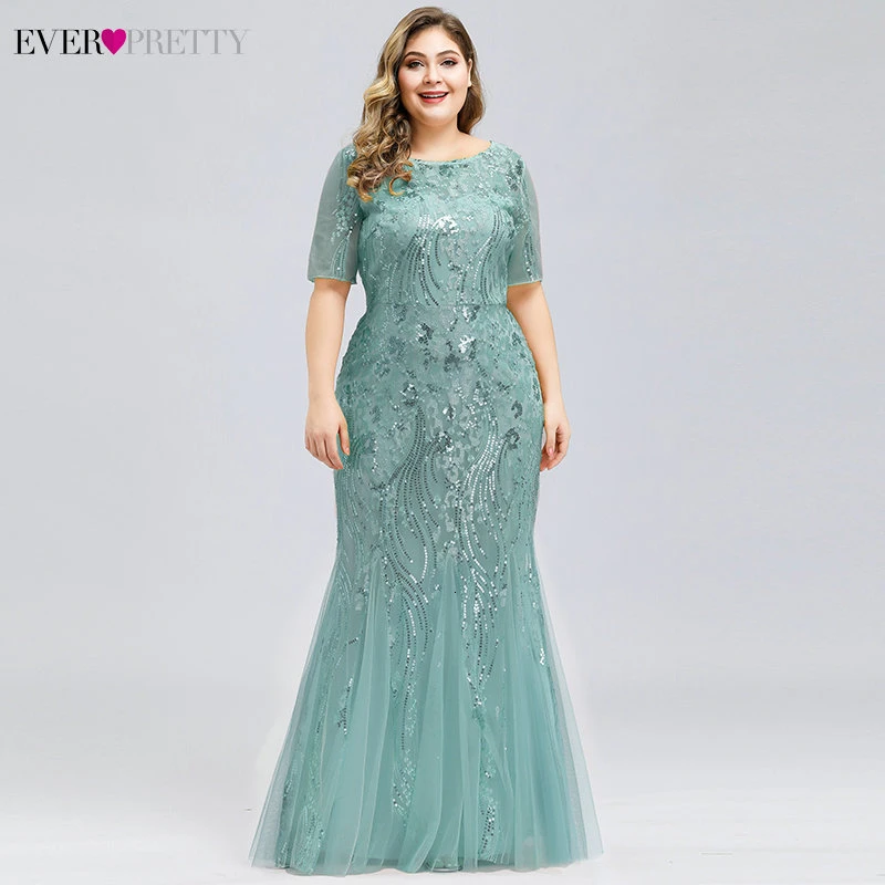 EZ07705DB Вечерние платья с аппликациями Ever Pretty, длинное кружевное платье-русалка большого размера с пайетками, платья разных цветов для вечеринок в стиле Саудовской Аравии, лето-осень - Цвет: EZ07705DB