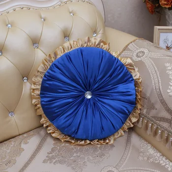 

1pcs Luxury Jacquard Floral Beige Sofa Cushion European French Country Home Decor Pillow Solid Color Round with Inner 40cm