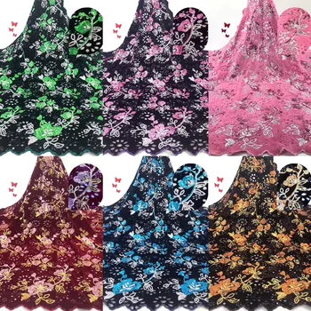 

Wine Color African Lace Fabric 2019 Embroidered Nigerian Sequins Laces Fabric High Quality French Tulle Lace Fabric