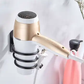 

Hair Dryer Holder Wall Mount Hanging Rack Spiral Organizer Hook Bathroom Bracket Black Hair Dryer Racks