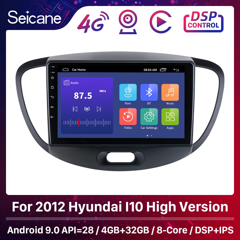 Seicane 9 дюймов 2.5D IPS экран Автомобильный GPS Navi Радио Android 0 для 2012 Hyundai I10 высокая
