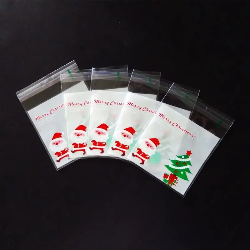 100 шт пакетики Санта и Рождественская елка упаковка мешок для печенья конфеты