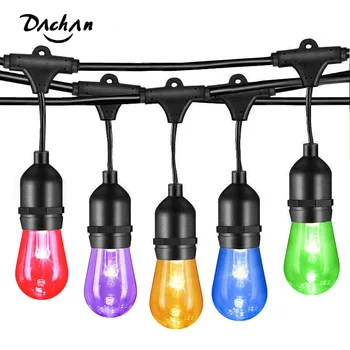 

S14 Outdoor String Light LED RGBW Colorful Changing Waterproof Resistant Bulbs with Remote Controller Street Garden Patio Party