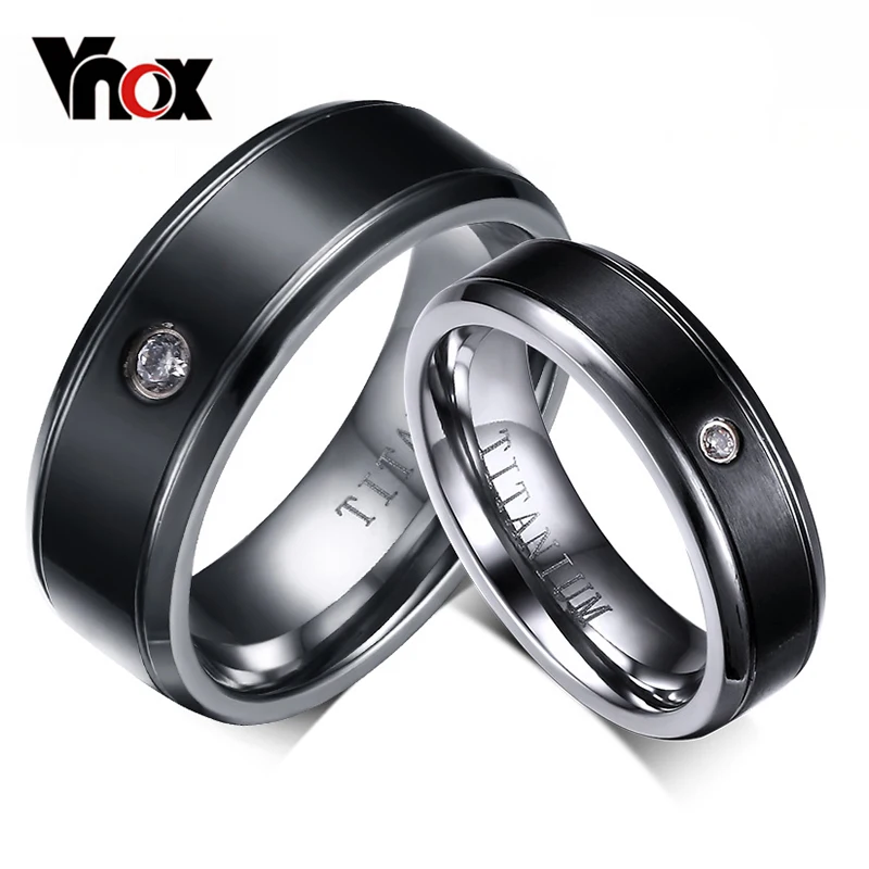 Vnox 100% Титан кольцо для Для женщин/Для мужчин свадебные Обручение не аллергия 6 мм/8