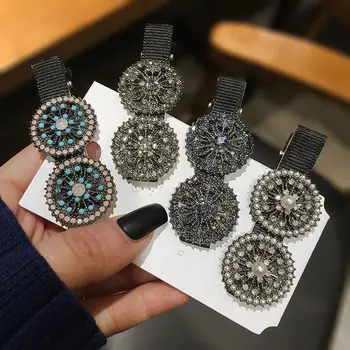 

Fashion Vintage Crystal Gem Geometric Round Flower HairPins Hair Headwear Hair Clip Palace Wedding Engagement Barrettes Jewelr