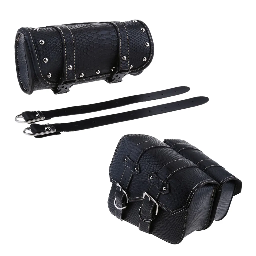 

Motorcycle Swingarm Tool Side PU Leather Bag Windshield Tool Bag PU Leather for Any Softail and Rigid Frames