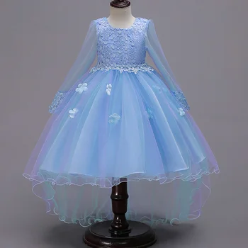 

Baby girl elegant pearl wedding girl dress princess party show long sleeve lace tulle 3 4 5 6 7 8 9 10 years children clothing