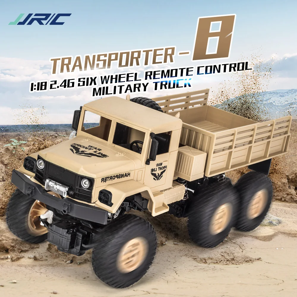 

RC Car 10KM/H 6WD Adjustable-speed Off-Road Military 1:18 RC Truck Load 500g Drift Remote Control Car For Kids Gift JJRC Q69