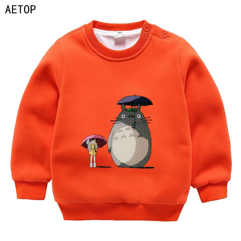 as picture ; зимние Бархатные фильм Толстовка totoro для мальчиков и девочек, забавные цветные детские с О-образным вырезом для шеи, детские топы с рисунками из мультфильмов для малышей - Цвет: as picture