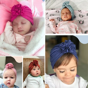 

16 Colors Baby Hat Flower Turban Hat Baby Photography Props Kids Beanie Infant Accessories Baby Cap for Girls Boy Child Hats