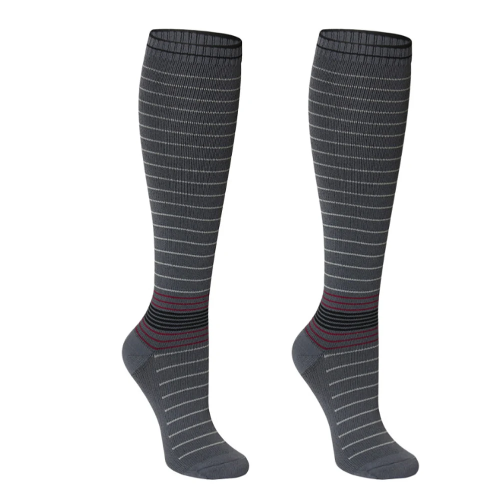 Men Women Riding Pregnancy Breathable Fashion Compression Socks Running Nurses Outdoor Cycling Professional Athletic Striped - Цвет: Grey