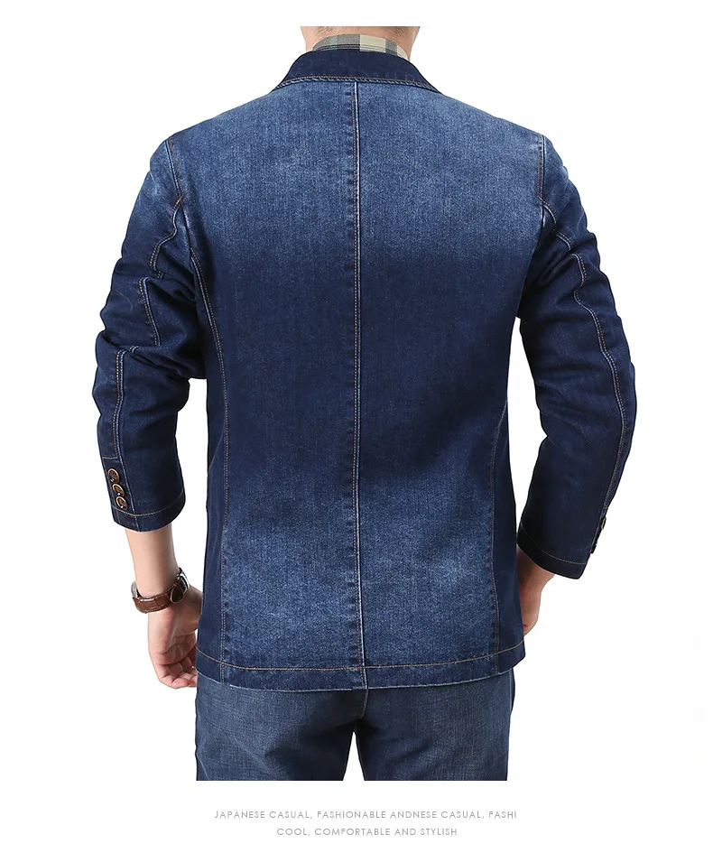 Men Denim Blazer Suit Jacket Single Breasted Pocket Casual Blouse Autumn Male Outwear Slim Man Cowboy Blazer Masculino men denim suit jacket