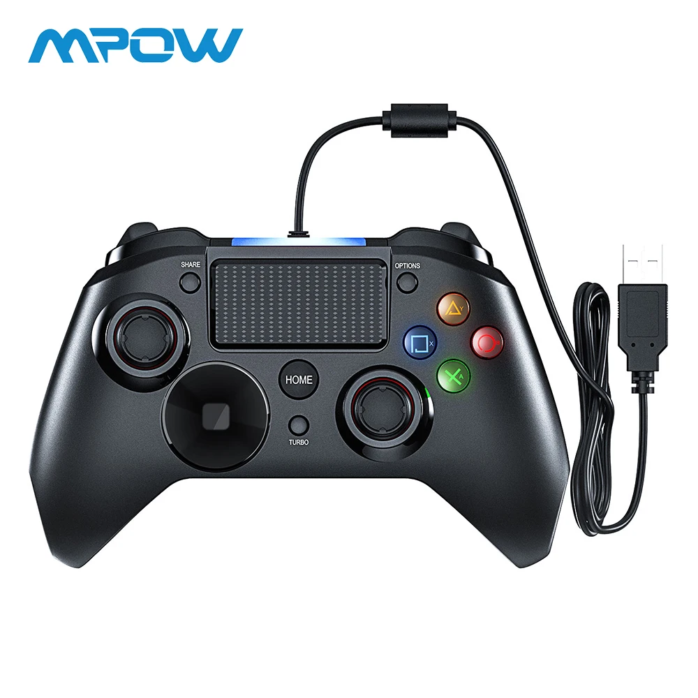 Online Mpow Gamepad con cable juego LED luz Gamepads controlador USB Gamepad con y Trigger bottoms Gamepads para PS4 PS3 Win Android TV