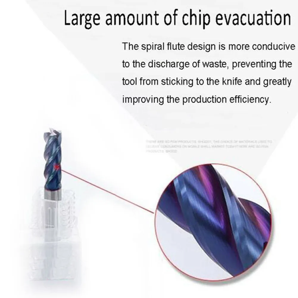 Концевая фреза HRC65 ° С 4 лезвиями 8 мм синее нано-покрытие D8 * 20*60 для фрез из