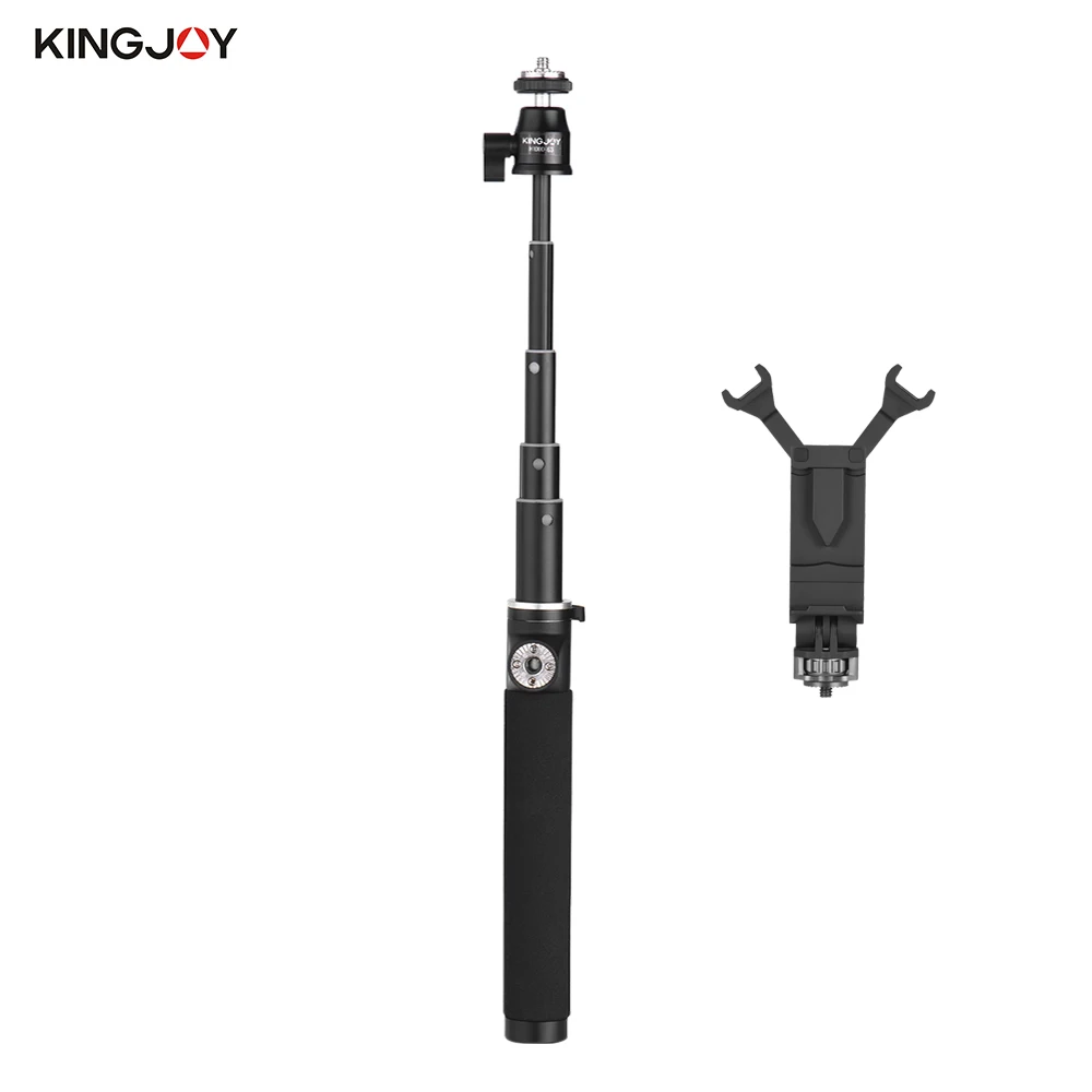 KINGJOY Выдвижная палка для селфи Удлиняющая штанга алюминиевый для DJI OSMO Ручной Стабилизатор для Gopro Hero экшн-камеры - Цвет: with Phone Clip