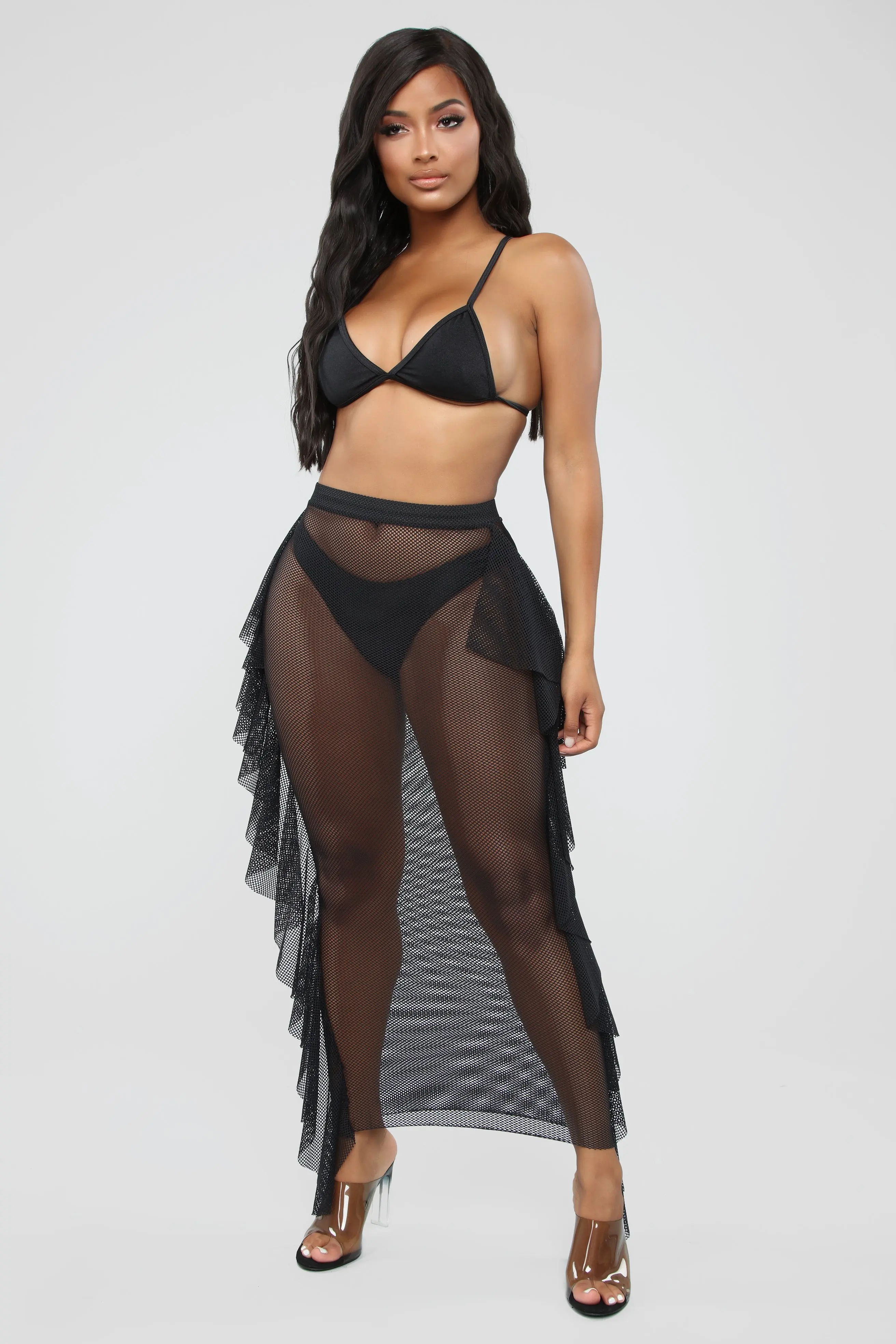 2019 Idle Holiday Mesh Maxi Skirts High 
