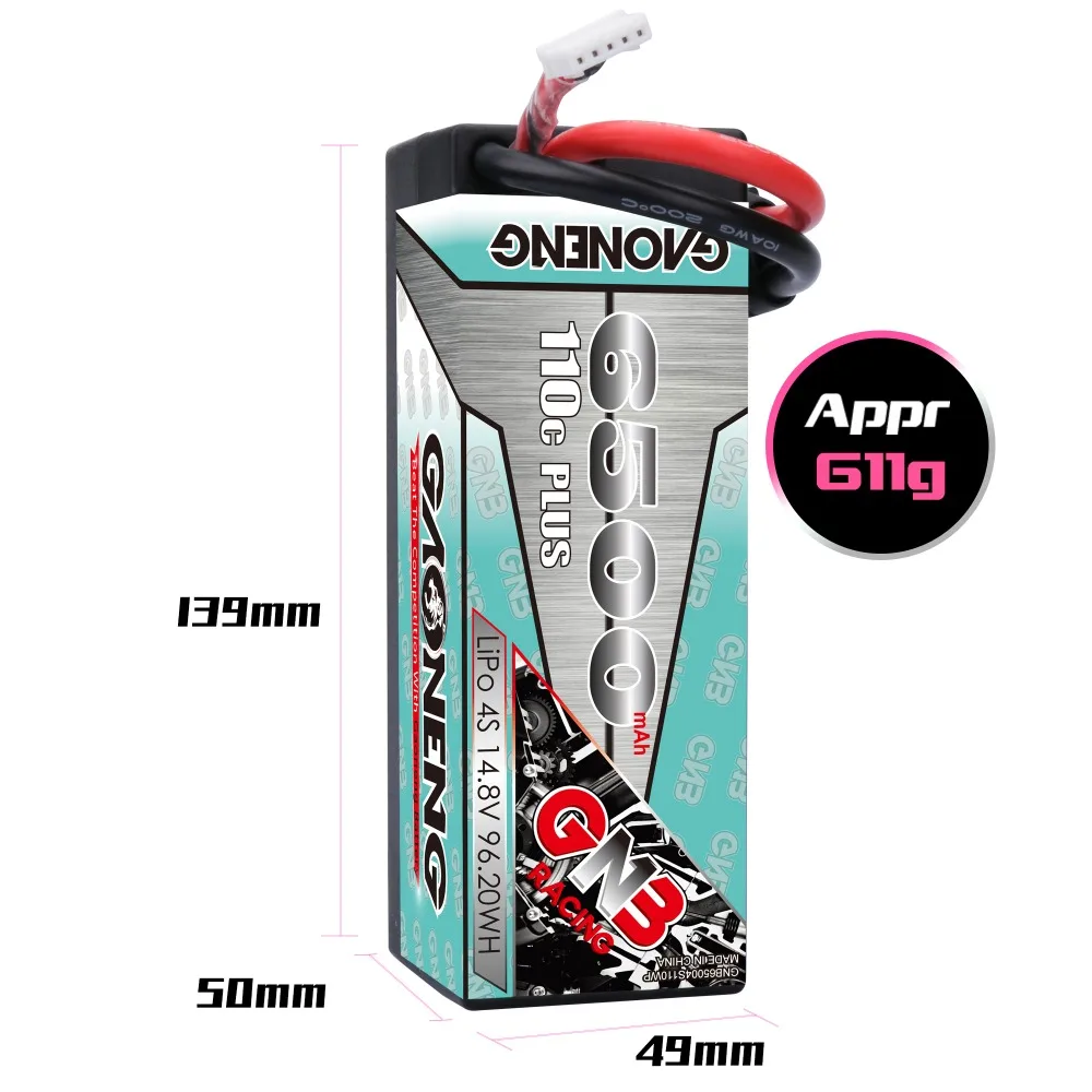Gaoneng GNB 6500mAh 4S 14,8 V 110C Hardcase LiPo батарея XT90/XT60/T/EC5/XT150 разъем для 1:8 1/8 RC автомобиль четыре привода внедорожник RC автомобиль
