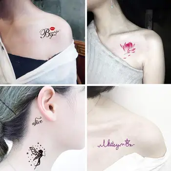 

30 Stickers Temporary Waterproof Long-lasting Body Stickers Words Inspirational Lines Flowers Leaves Body Stickers For Body