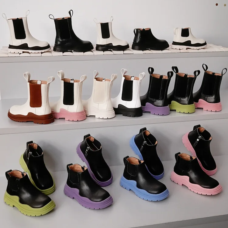 

Baby Toddler Girl Boots Autumn Winter New Chelsea Boots For Children Boy Martin Boots Kids School Shoes Fashion Short + High Top