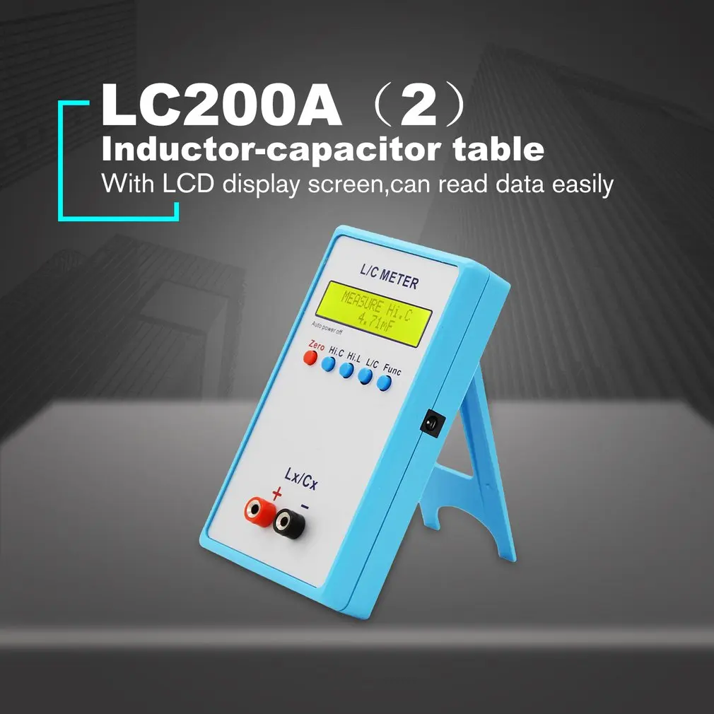 

Digital LCD Capacitance LC Meter LC200A Inductive Inductance Tester Inductor Capacitor Table 1pF-100mF 1uH-100H with Adapter