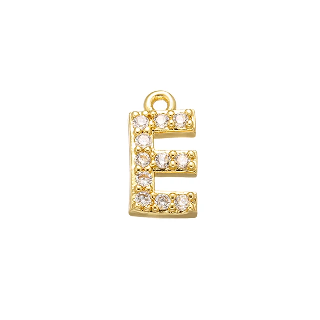 ZHUKOU gold color CZ crystal 26 Initial Letter Charms connector