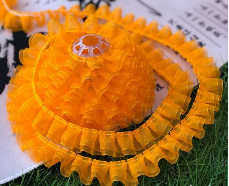 PT2020004 sheer organza pleat trim orange