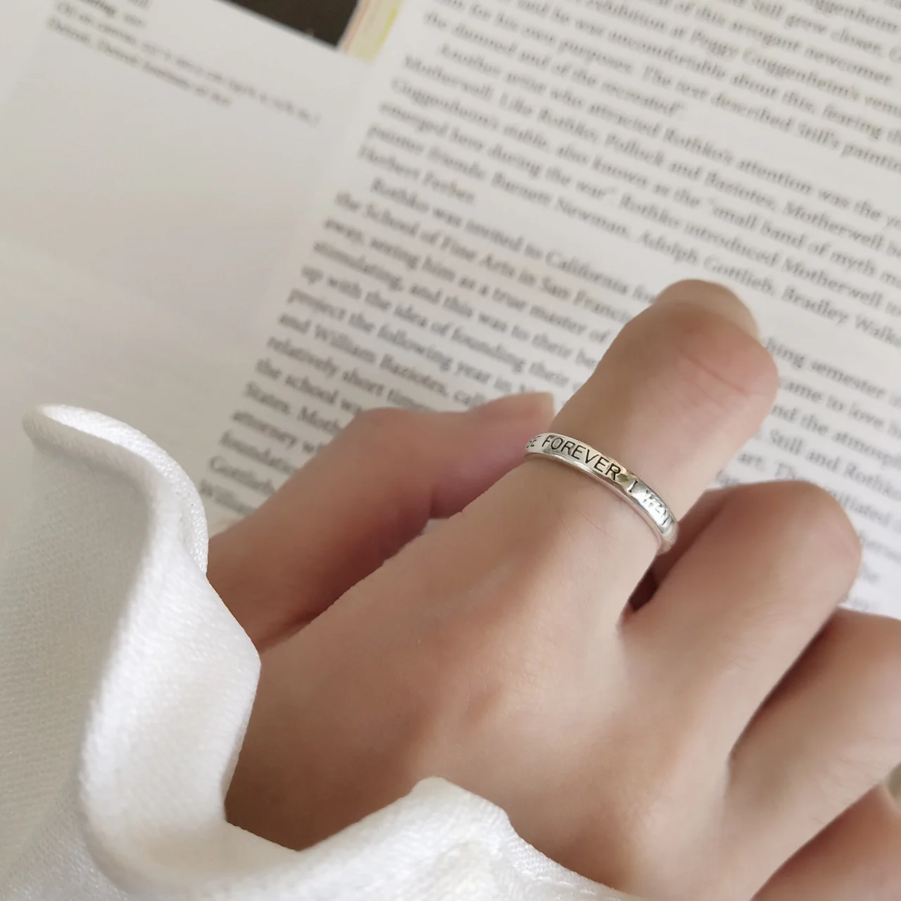 925 sterling silver ring FOREVER letters opening ring to do old