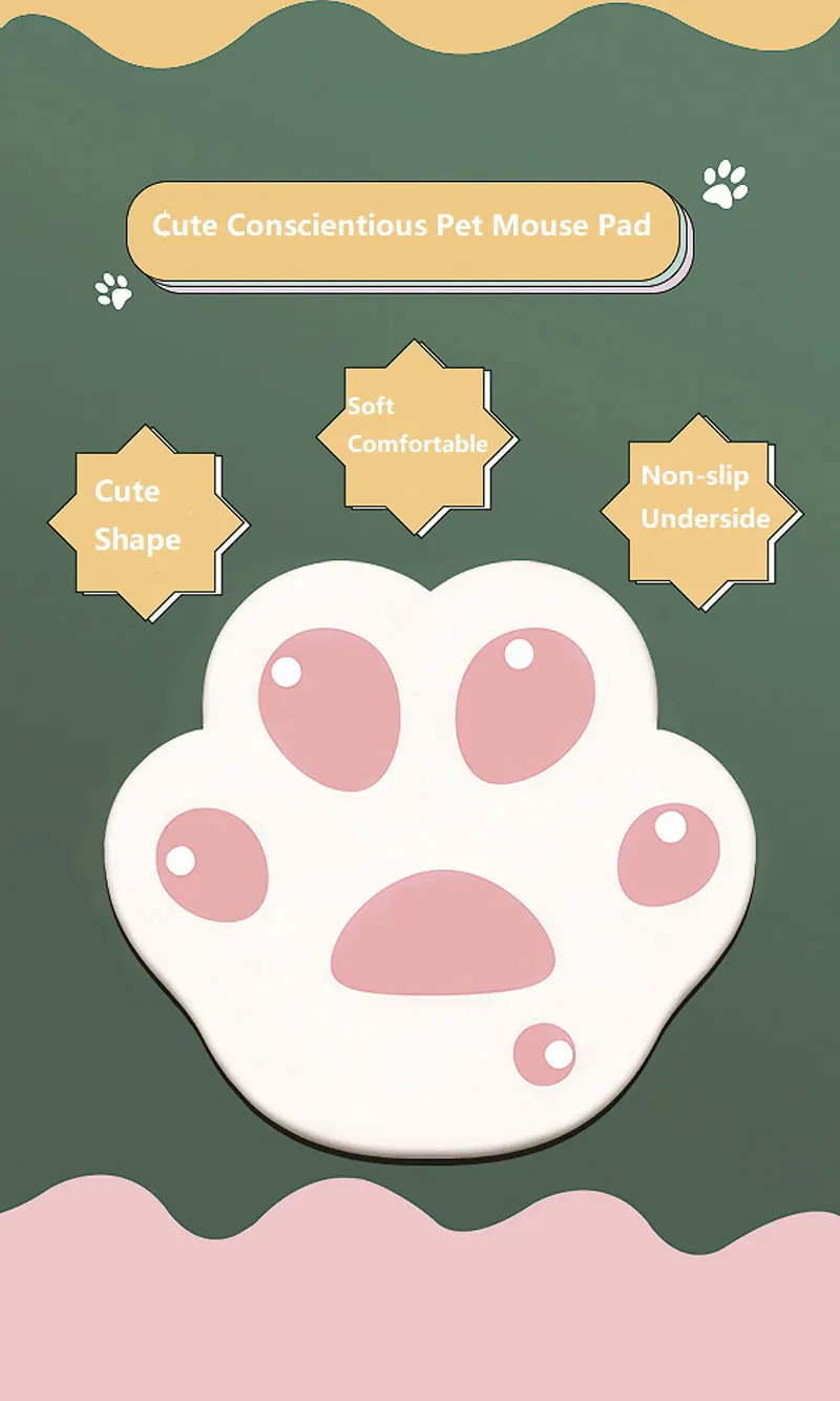 Rubber Mouse Pad Cute Cat Paw Pattern Anti-Slip Mice Comfortable Mat for Laptop PC Computer Pad Game Mousepad