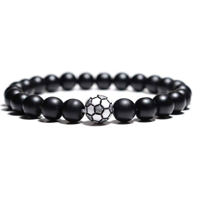 Natürliche Stein Armband Unisex Minimalistischen Fußball Braslet Onyx Perlen Brazalete Homme Zubehör Moda Masculina Geschenk Für Liebhaber – Detail 9