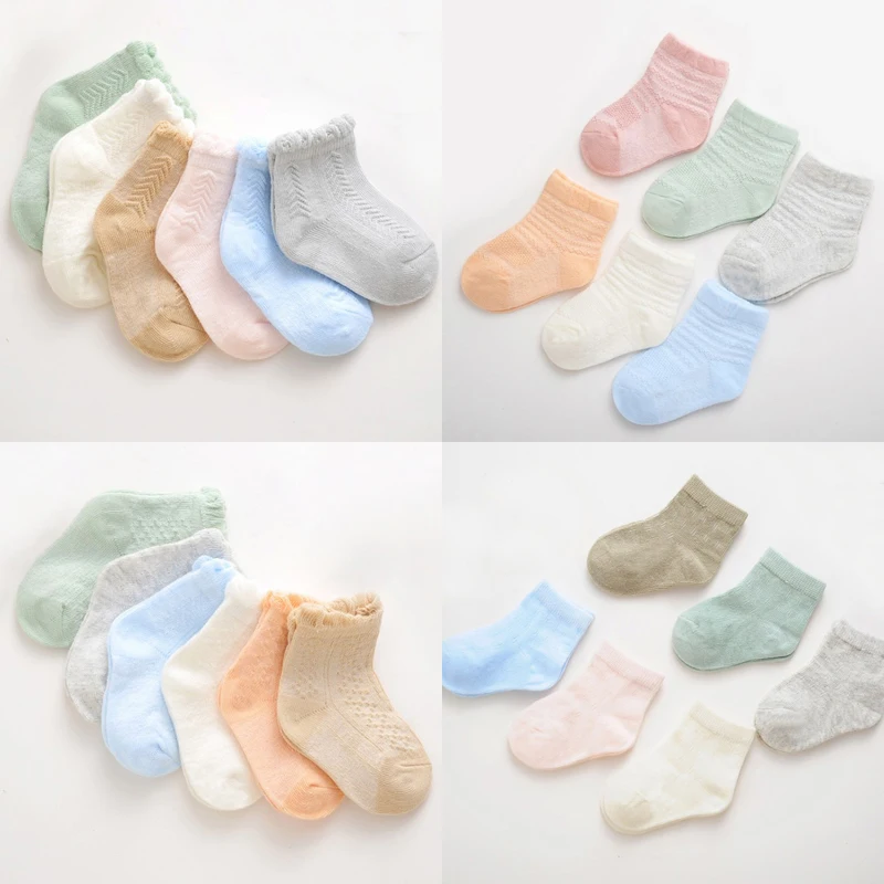 6Pair/lot new newborn socks foot sock boys and girls thin baby socks