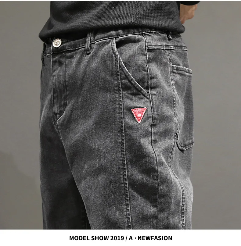 Мешковатые джинсы для мужчин Уличная осень зима ковбойский стиль Moda Masculina Roupas джинсы Masculino сшивание черные шаровары