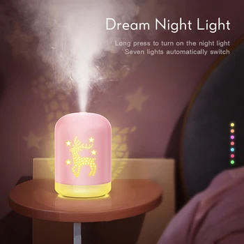

340ML Ultrasonic Air Humidifier Romantic Soft Light USB Essential Oil Diffuser Car Purifier Aroma Anion Mist Maker