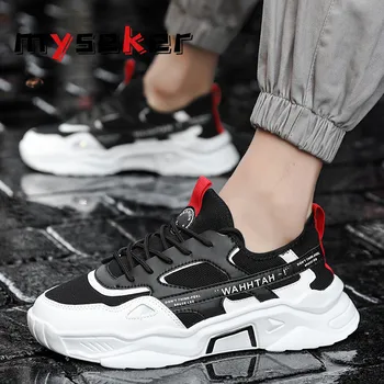 

Male Low Top Casual Shoes Lace Up Men Shoe 2020 Thick Bottom Men's Flat Footwear New Men Sneakers Luxury Brand Walking Shoes S12