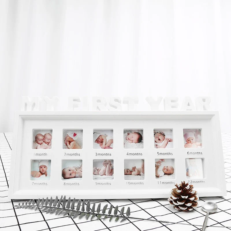Fashion-Creative Diy 0-12 Month Baby Pictures Souvenirs Commemorate Kids Growing Memory Gift Display Plastic Photo Frame