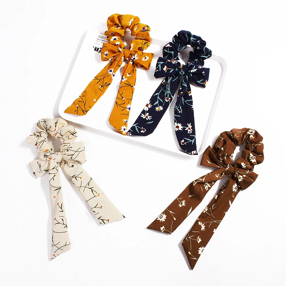 Bow Streamers Hair Ring Fashion Ribbon Girl Hair Bands Scrunchies Horsetail Tie Solid Headwear Hair Accessories