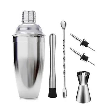 

Cocktail Shaker Mixer 550ml Cocktail Shaker Stainless SteelSix-piece Shaker Kit Kit Bar Bartender Shaker Spoon Tools Set With W