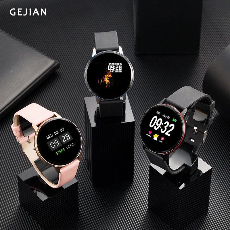 GEJIAN модные часы Smart Watch Для мужчин Водонепроницаемый крови Давление Для женщин спортивные часы детектор пульса Смарт Браслет для IOS и Android
