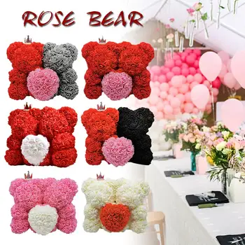 

25cm/10inch Handmade Foam Rose Teddy Bear Artificial Permanent Best Gift for Valentine's Day Christmas Anniversary Wedding 30E
