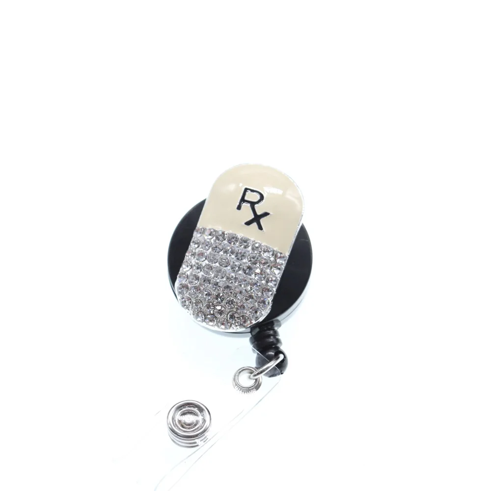10pcs/Rhinestone ID Badge Holder Reel Retractable Medical series