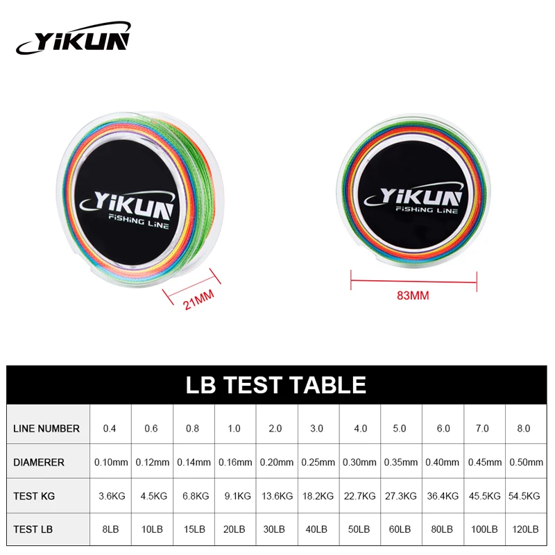 100 м бренд YIKUN оплетка леска 4 нити Multifilament PE плетеная леска